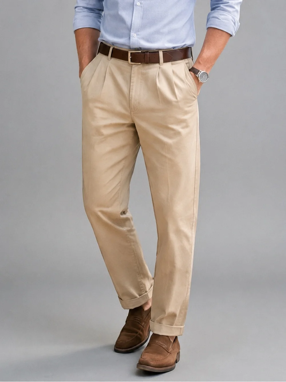 Vintage NORTHEAST OUTFITTERS Pleated Khaki Mens Pants 36 Cuffed Relaxed Fit